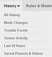 XFINITY Home Subscriber Portal - History drop-down menu