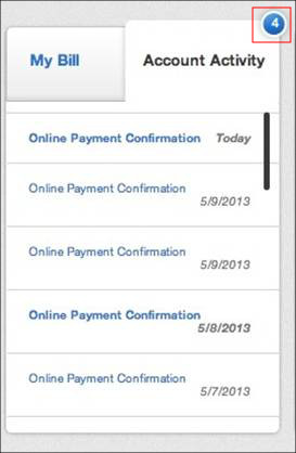 Account Activity tab displays the number of alerts waiting to be viewed.