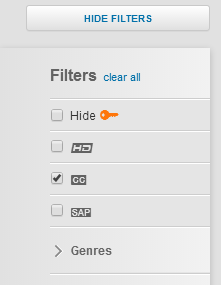 Screen shows filter options with Closed Captioning filter selected.