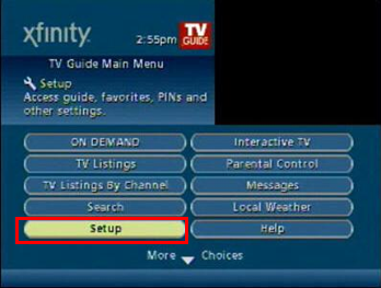 comcast menu motorola dta description navigate setup tv remote legacy enabling cisco boxes buttons arrow ok audio select press use