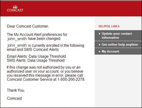 Email message confirms that you will be receiving text messages.