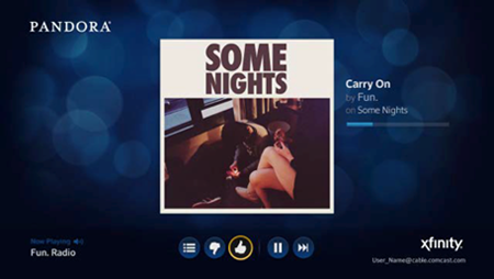The Pandora app is displayed