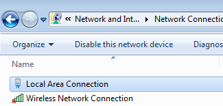 Network Connections display.