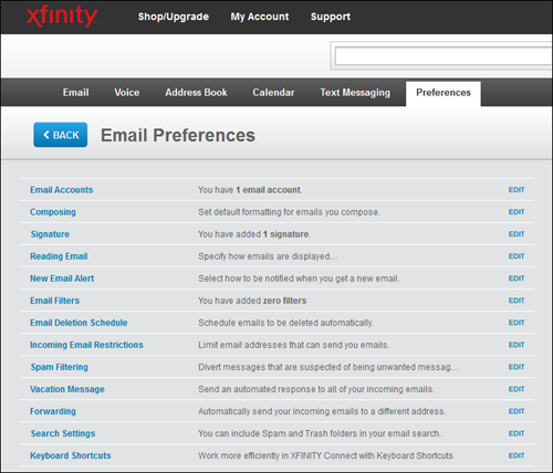 Advanced XFINITY Connect Email Features