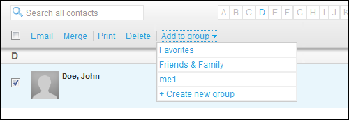 Add contacts to the group via the Choose contacts to add to this group window.