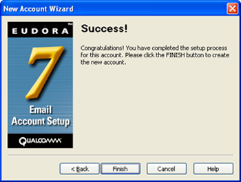 Eudora 7 - New Account Wizard - account setup complete