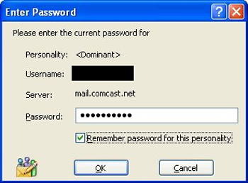 Eudora 7 - password verification screen