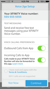 Set up screen with option to activate inbound and outbound calls