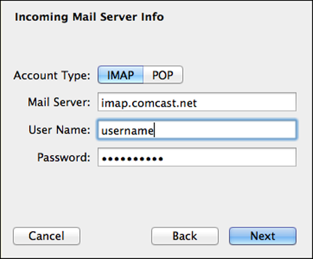 comcast email setup for outlook 2010