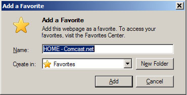 "Add a Favorite" window