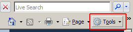 Internet Explorer 7 - Tools button selected