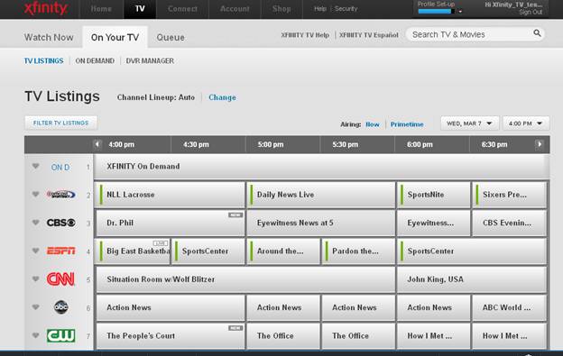 guide tv comcast