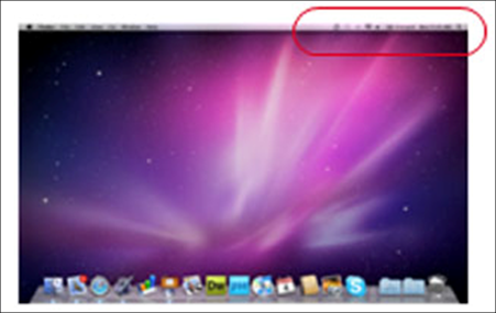 Mac OS X - The wireless icon in the menu bar.
