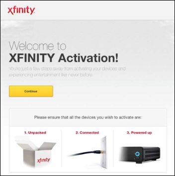 comcast xfinity activation page