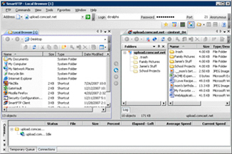 Split Screen SmartFTP displays in split-screen. The files on the left side of the split-screen are on your computer, the files on the right side are on your Personal Web Pages.