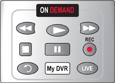 Image shows On Demand control buttons on Comcast remote control.