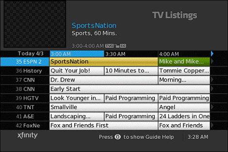 Comcast Program Channel Guide softwarean