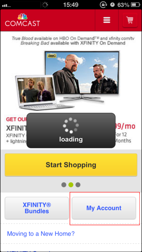 My Account mobile site