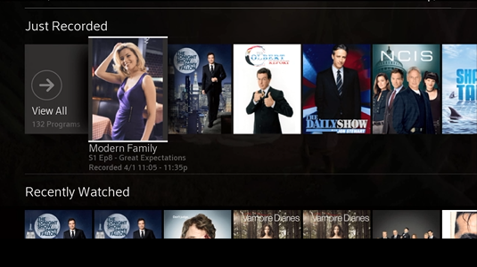 Just Recorded menu displays with a list of your recordings.