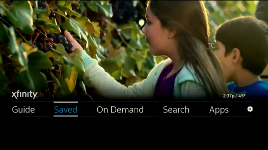 Main Menu displays with prompt to highlight Saved option.