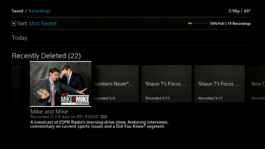 A Recently Deleted program is selected.