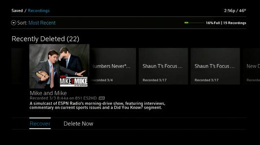 Option to select Recover displays, which will restore your deleted program.