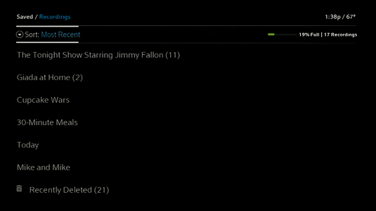 Recordings are sorted by the option you choose.