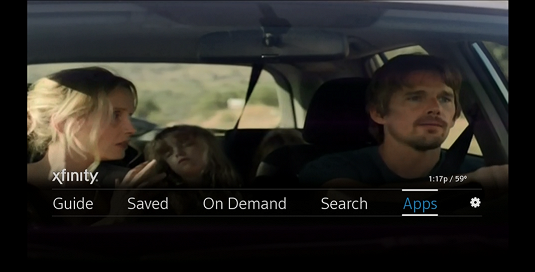 The Apps option (fifth of six from left to right) is highlighted on the menu, which appears below the picture.