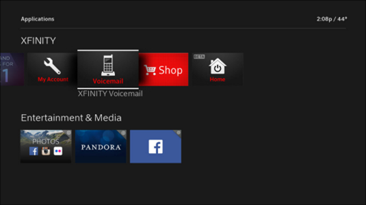 This is an image of the Applications screen with the Voicemail app selected.