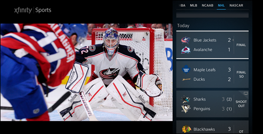 The Sports app appears on the right, live TV continues on the left.