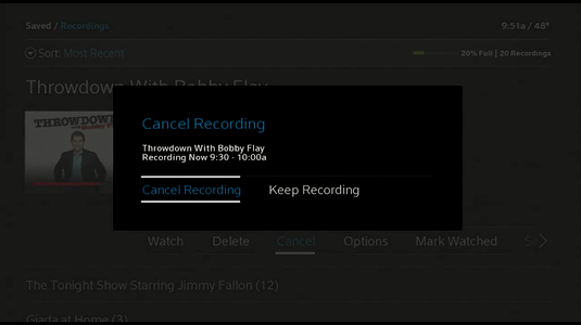 Cancel Recording prompt displays.
