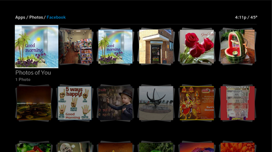 Your albums and pictures are displayed on the screen in rows
