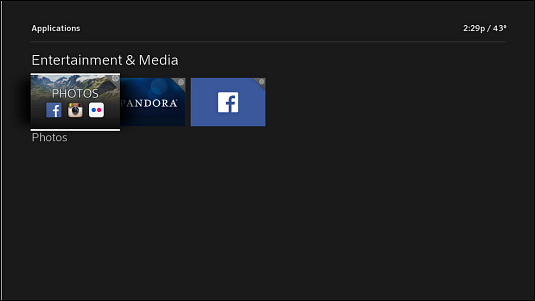 The Photos App is the first option under the Entertainment & Media section of the X1 Apps menu.