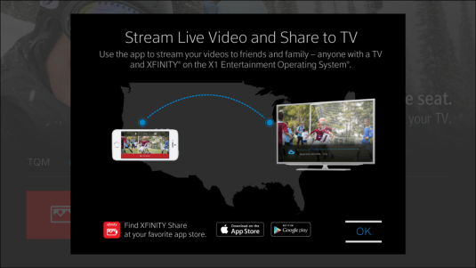Information on sharing content and live streaming is displayed.