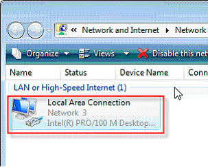 Selected connection displays.