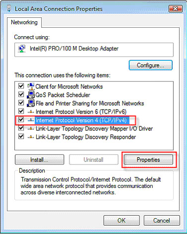 Networking tab appears with prompt to click Interent Protocol Version 4.