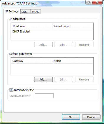 Advanced TCP/IP Settings window displays.