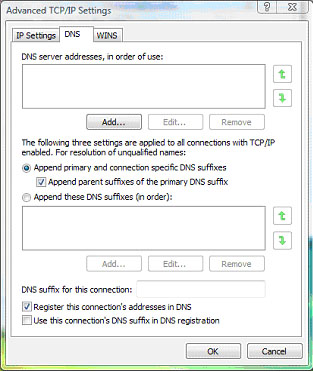 DNS Tab window displays.