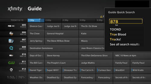 Current X1 Platform Guide Quick Search Screen