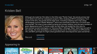 Biographical content about an actress is displayed.