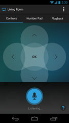 XFINITY X1 Remote app - Voice Controls > Listening screen (Android)