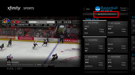 A list of scheduled NCAA games.