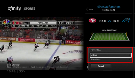 The user is selecting a favorite team.