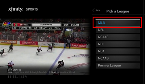 Selecting a League from within the Team Picker.