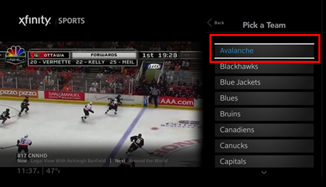 Picking a team from the list.