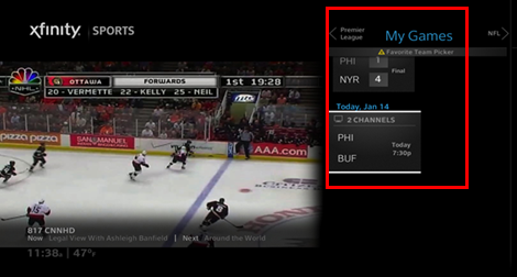 The Sports app displaying info on that favorite team.