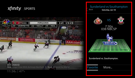 Favorite Premier League team matchups are displayed