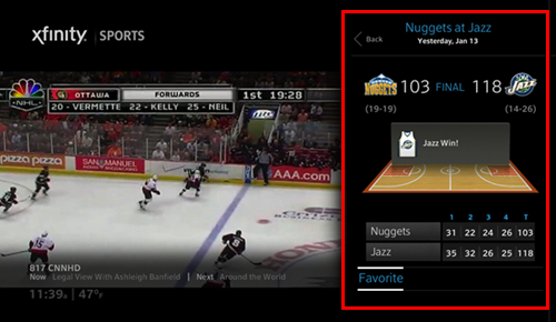The scoring summary of a game is displayed.