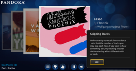 An overlay labeled skipping tracks is displayed on the screen