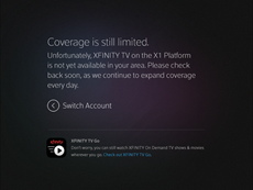 XFINITY TV app sign-in process: Customer does not have correct X1 DVR equipment (customer does not live in an eligible market)